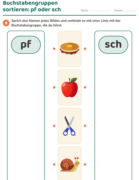 Vorschau: Buchstabengruppen-Arbeitsblatt für Kindergarten