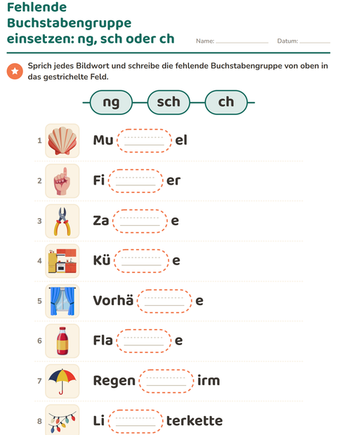 Vorschau: Buchstabengruppen-Arbeitsblatt für 1. Klasse