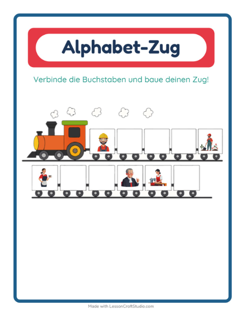 Vorschau: Buchstabenzug-Arbeitsblatt mit Berufe für Vorschule