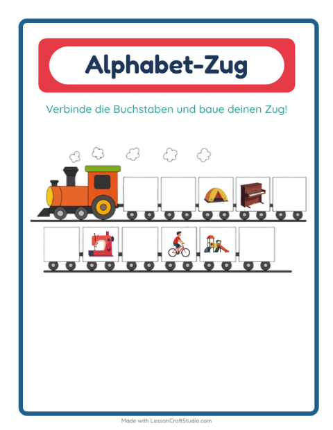 Vorschau: Buchstabenzug-Arbeitsblatt mit Aktivitäten für Vorschule