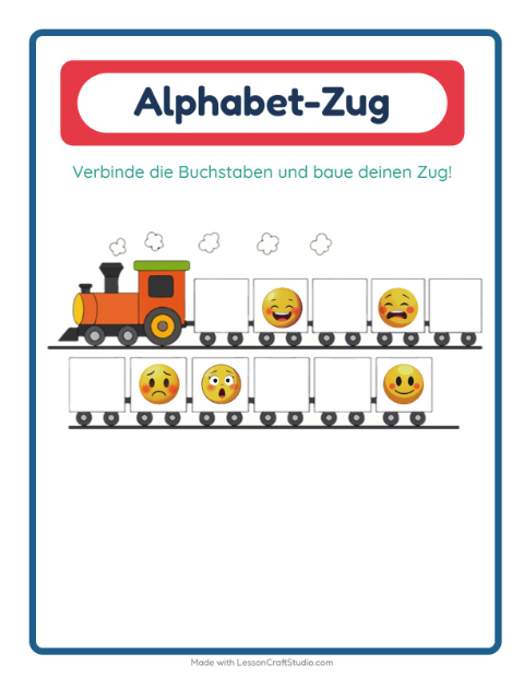 Vorschau: Buchstabenzug-Arbeitsblatt mit Emotionen für Vorschule