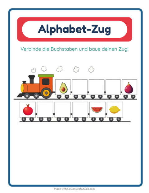 Vorschau: Buchstabenzug-Arbeitsblatt mit Früchte für Vorschule
