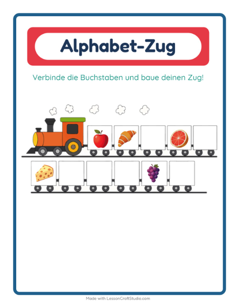 Vorschau: Buchstabenzug-Arbeitsblatt mit Frühstück für Vorschule