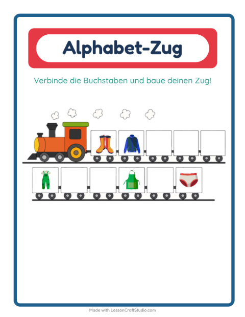 Vorschau: Buchstabenzug-Arbeitsblatt mit Kleidung für Vorschule