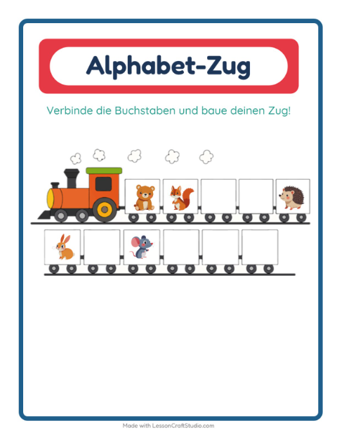 Vorschau: Buchstabenzug-Arbeitsblatt mit Waldtiere für Vorschule