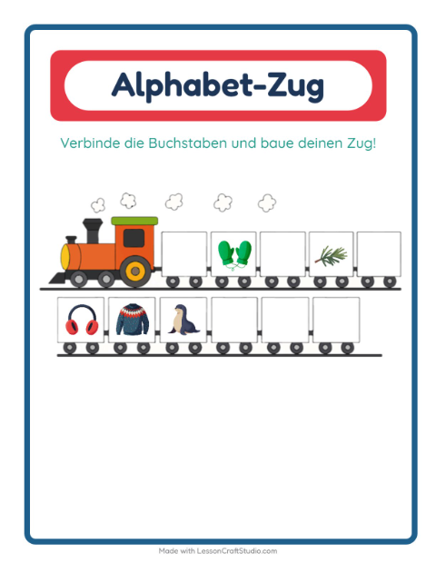 Vorschau: Buchstabenzug-Arbeitsblatt mit Winter für Vorschule