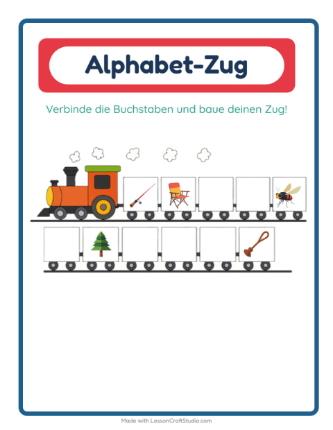 Vorschau: Buchstabenzug-Arbeitsblatt mit Camping für Vorschule