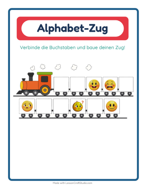 Vorschau: Buchstabenzug-Arbeitsblatt mit Emotionen für Vorschule