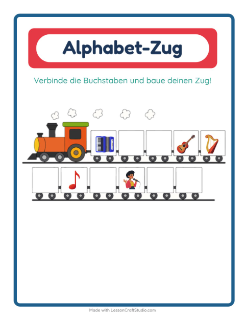 Vorschau: Buchstabenzug-Arbeitsblatt mit Musik für Vorschule