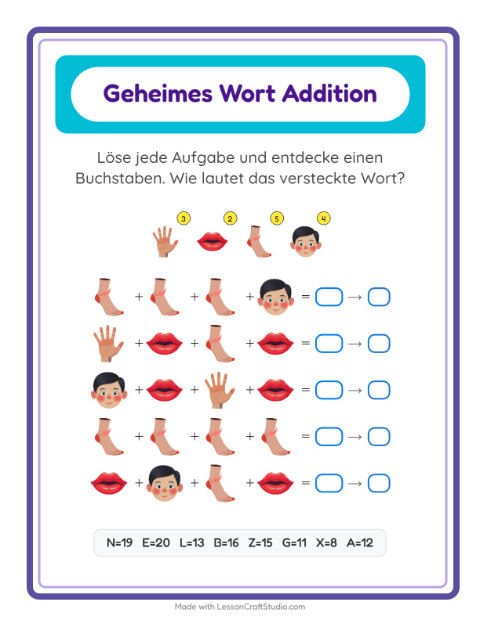 Geheimes Wort – Körperteile