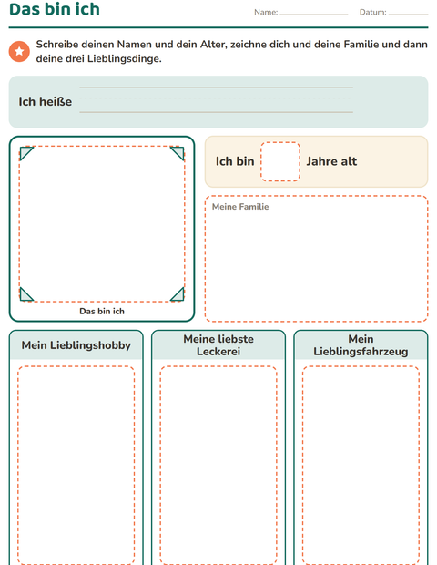 Vorschau: Das bin ich-Arbeitsblatt für Kindergarten