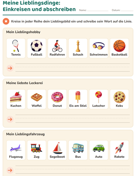 Vorschau: Das bin ich-Arbeitsblatt für Kindergarten