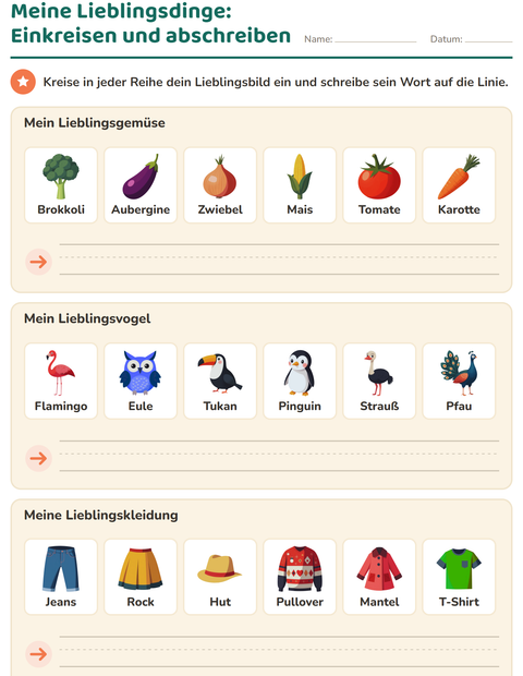 Vorschau: Das bin ich-Arbeitsblatt für Kindergarten