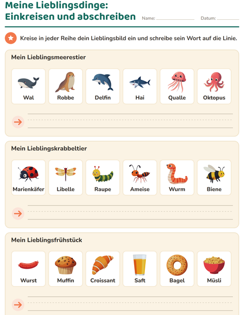 Vorschau: Das bin ich-Arbeitsblatt für Kindergarten