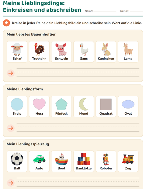 Vorschau: Das bin ich-Arbeitsblatt für Kindergarten