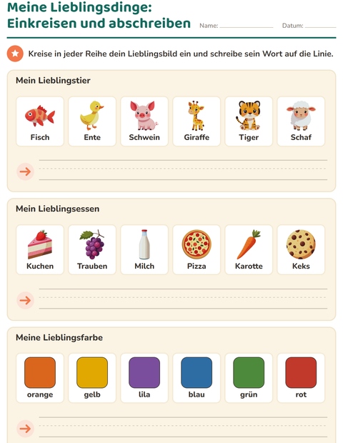Meine Lieblingsdinge: Einkreisen und abschreiben