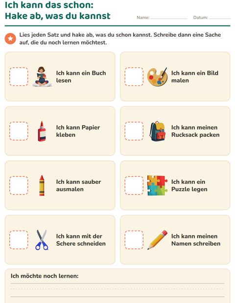 Vorschau: Das bin ich-Arbeitsblatt für Kindergarten