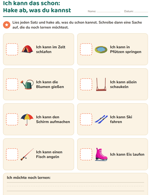 Vorschau: Das bin ich-Arbeitsblatt für Kindergarten