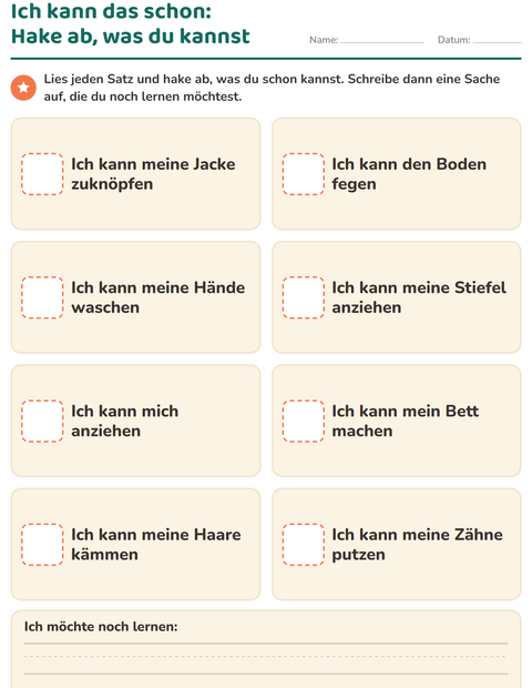Vorschau: Das bin ich-Arbeitsblatt für Kindergarten