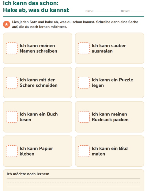 Vorschau: Das bin ich-Arbeitsblatt für Kindergarten