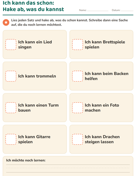 Vorschau: Das bin ich-Arbeitsblatt für Kindergarten
