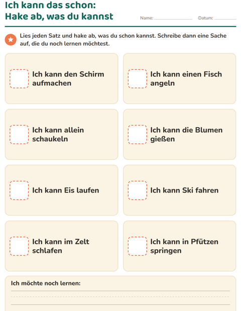 Vorschau: Das bin ich-Arbeitsblatt für Kindergarten