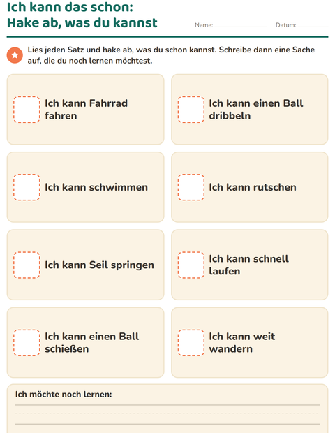 Vorschau: Das bin ich-Arbeitsblatt für Kindergarten