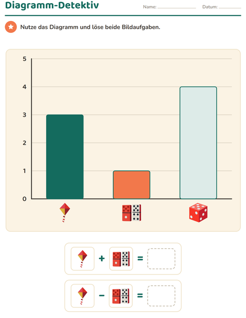 Vorschau: Diagramme und Daten-Arbeitsblatt mit Spielzeug für 2. Klasse