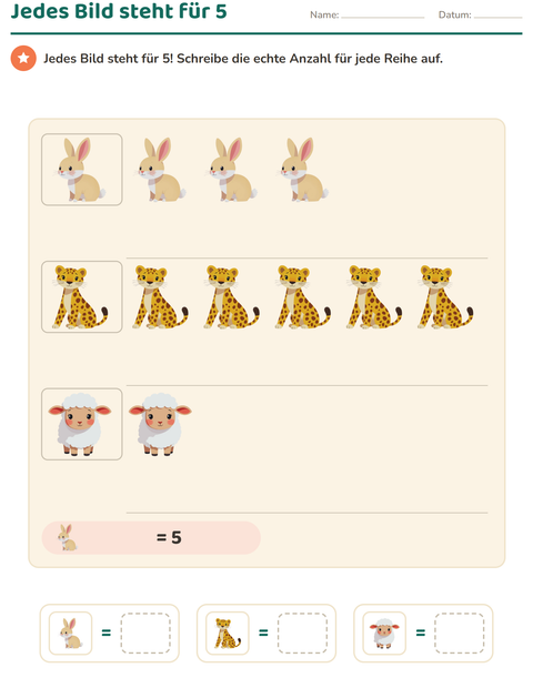 Vorschau: Diagramme und Daten-Arbeitsblatt mit Tiere für 3. Klasse
