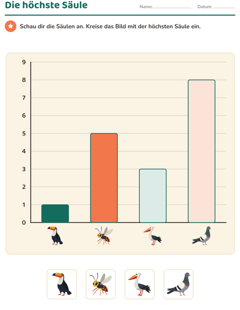 Vorschau: Diagramme und Daten-Arbeitsblatt mit Dinge die fliegen für 1. Klasse