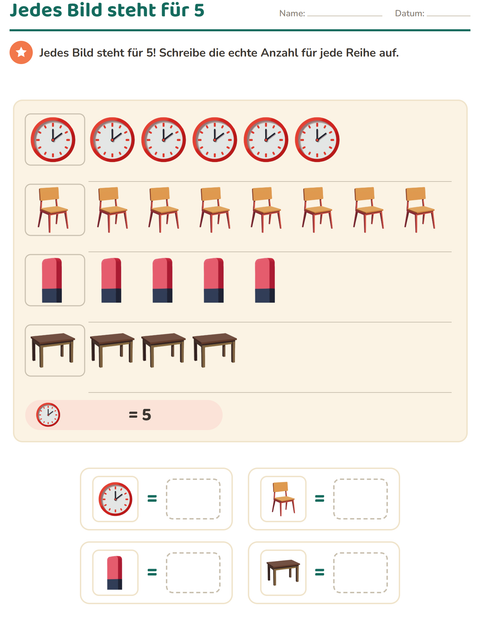 Vorschau: Diagramme und Daten-Arbeitsblatt mit Klassenzimmer für 3. Klasse