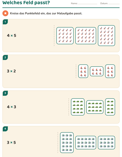 Malfelder und Malreihen – Arbeitsblätter für die Klasse 2 — 3