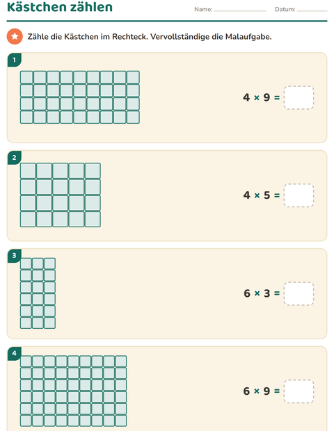 Vorschau: Erstes Einmaleins-Arbeitsblatt für 3. Klasse