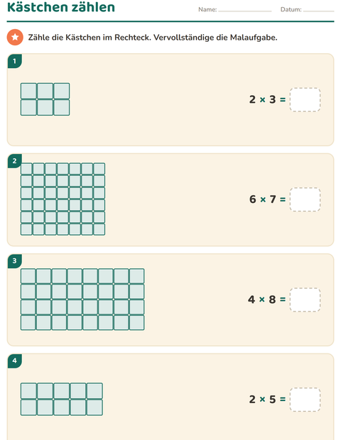 Vorschau: Erstes Einmaleins-Arbeitsblatt für 3. Klasse