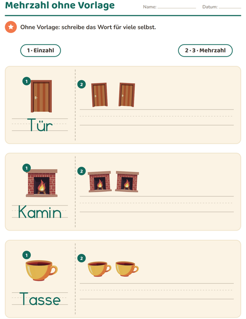 Vorschau: Einzahl und Mehrzahl-Arbeitsblatt mit Rund ums Haus für Kindergarten