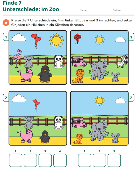 Vorschau: Fehlersuchbilder-Arbeitsblatt für 1. Klasse