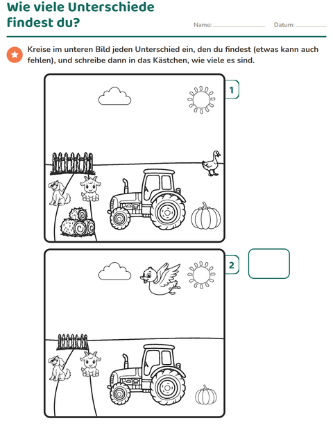 Vorschau: Fehlersuchbilder-Arbeitsblatt für 1. Klasse