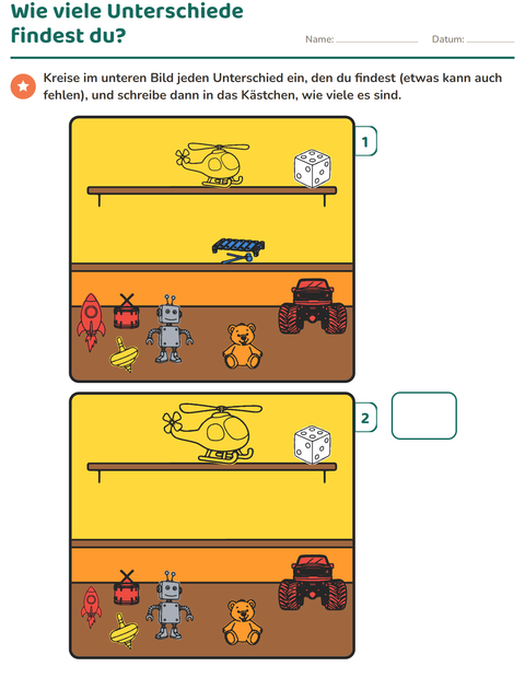 Vorschau: Fehlersuchbilder-Arbeitsblatt für 1. Klasse