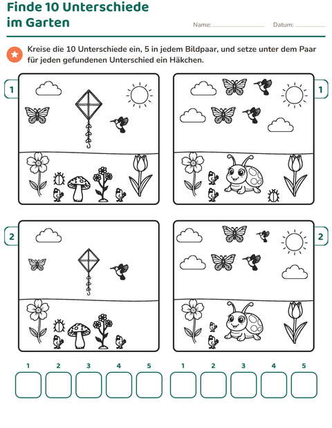 Finde 10 Unterschiede im Garten