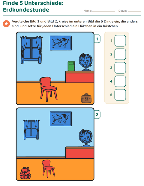 Vorschau: Fehlersuchbilder-Arbeitsblatt für Kindergarten