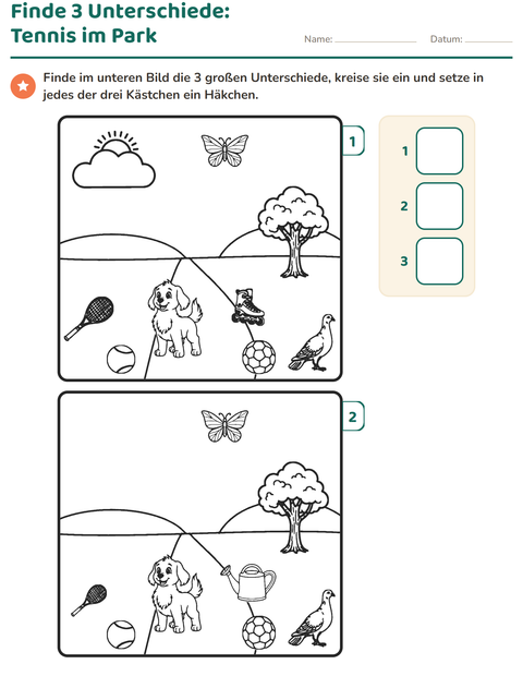 Vorschau: Fehlersuchbilder-Arbeitsblatt für Kindergarten