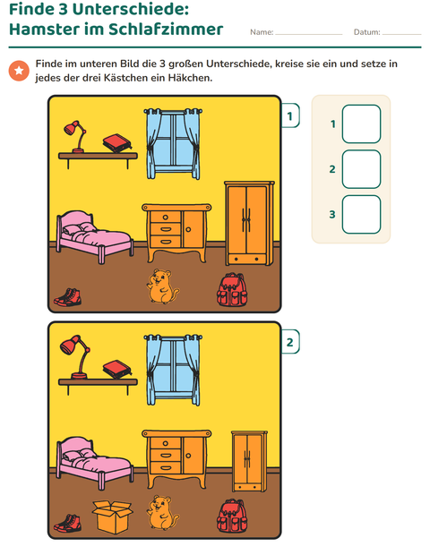 Vorschau: Fehlersuchbilder-Arbeitsblatt für Kindergarten