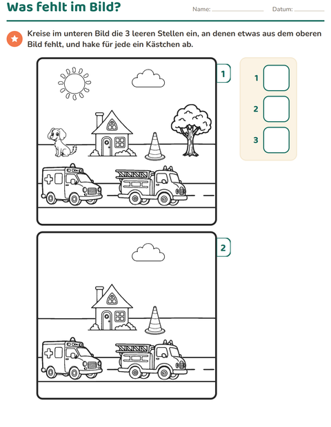 Vorschau: Fehlersuchbilder-Arbeitsblatt für Kindergarten