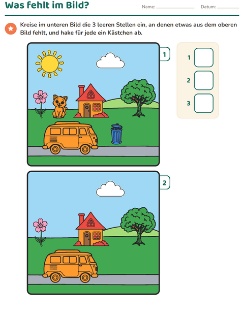 Vorschau: Fehlersuchbilder-Arbeitsblatt für Kindergarten