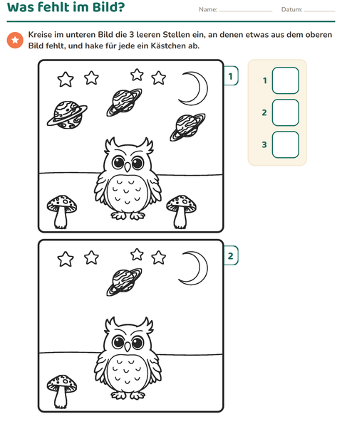 Vorschau: Fehlersuchbilder-Arbeitsblatt für Kindergarten