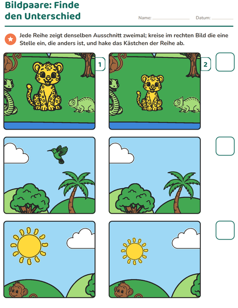 Vorschau: Fehlersuchbilder-Arbeitsblatt für Kindergarten