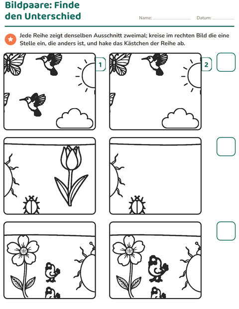 Vorschau: Fehlersuchbilder-Arbeitsblatt für Kindergarten