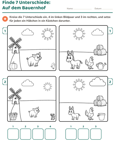 Vorschau: Fehlersuchbilder-Arbeitsblatt für 1. Klasse