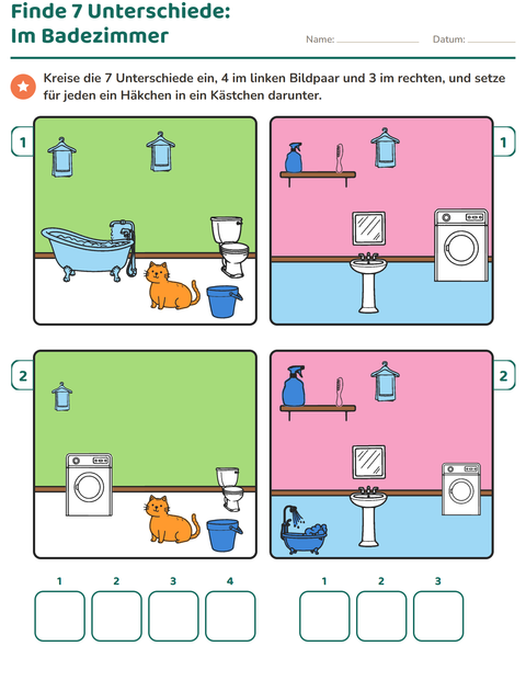 Vorschau: Fehlersuchbilder-Arbeitsblatt für 1. Klasse