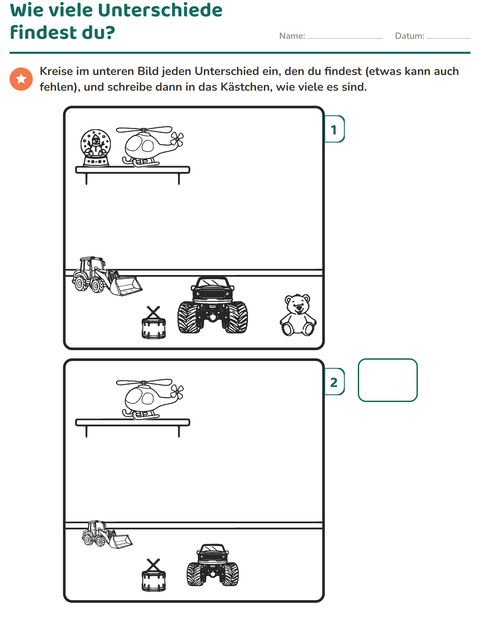 Vorschau: Fehlersuchbilder-Arbeitsblatt für 1. Klasse